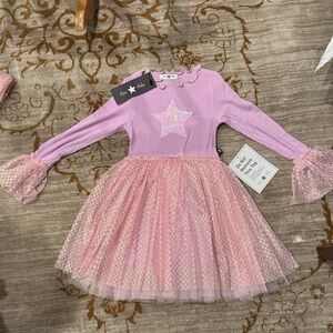 Elegant Pink Starry Tulle Kids Dance Dress